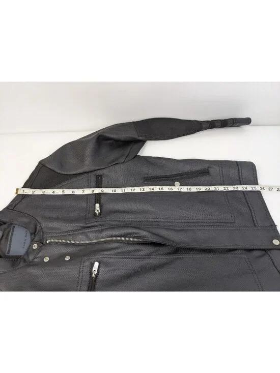 Zara Man Faux Leather Black Moto Jacket Mens Size Medium Motorcycle Biker - Picture 5 of 9